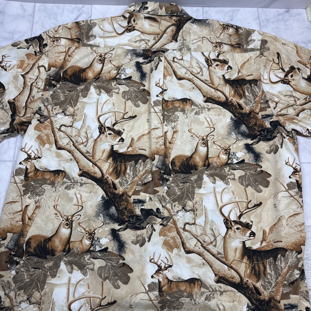 Bluff Creek Outfitters Deer Print Button-Up Shirt Men's Short Sleeve XL EUC - Picture 5 of 11